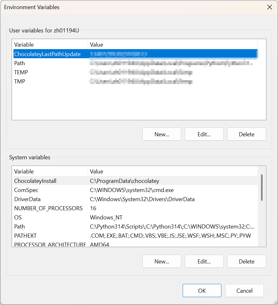 environment variables